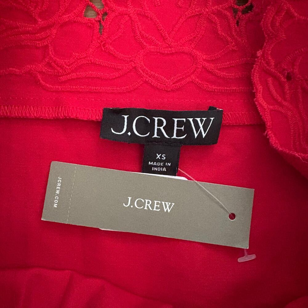 J. Crew Ondine Mini Dress Double Cotton Poplin Passion Rouge XS - Picture 2 of 11